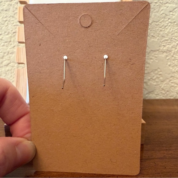 Handmade Teal and Purple Beaded Drop Earrings, silver wire. NWOT - Picture 3 of 5